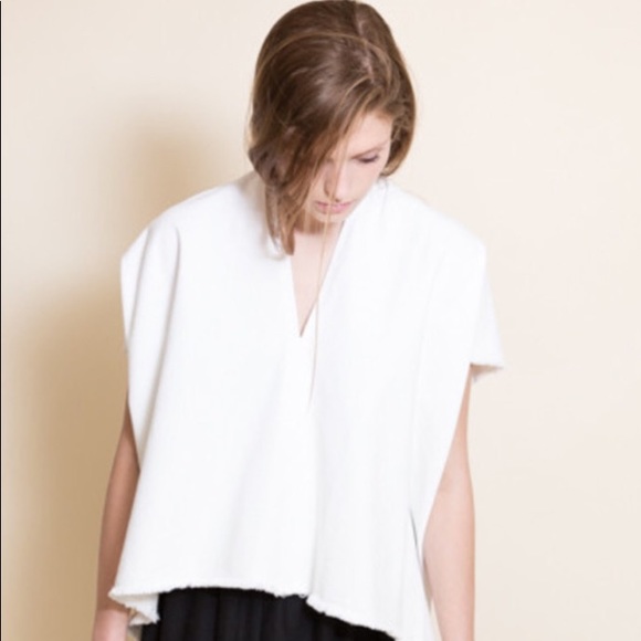 Miranda Bennett Studio Tops - Miranda Bennett Studio Everyday Cropped Top in White denim